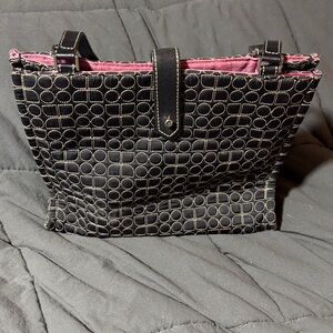 Kate Spade Black Quilted Tote with Pink Interior